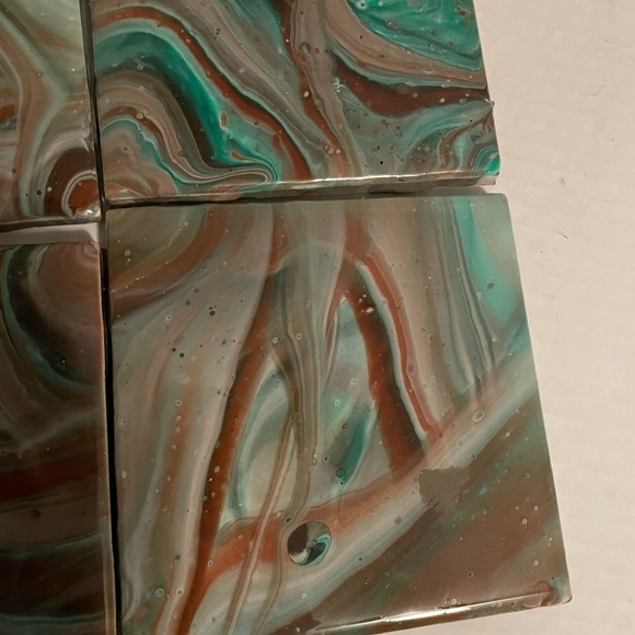 Camouflage ceramic coaster set of 4, resin finish. - Picture 3 of 9